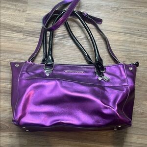 Younique Metallic Purple Shoulder Bag with Black Handles